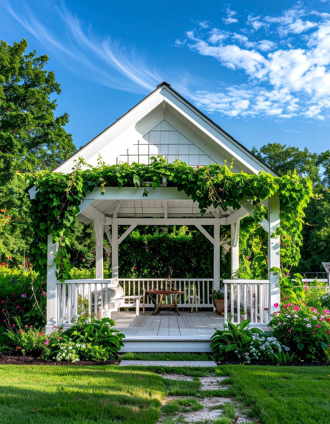 Farmhouse Gabled Roof Design - 40 Garden Arbor Ideas for a Charming Outdoor Retreat