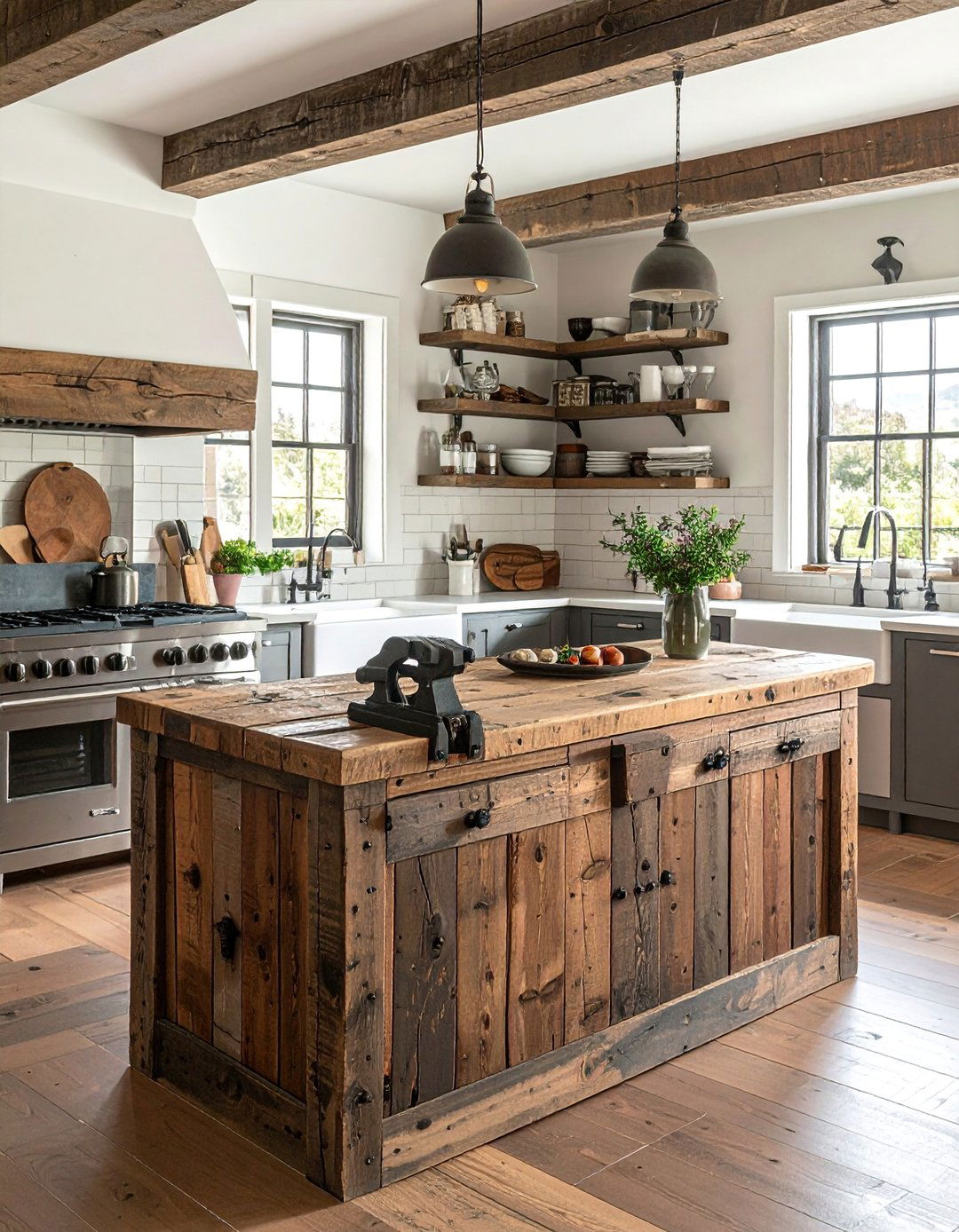 Farmhouse Kitchen Island from a Repurposed Table - 25 Farmhouse Kitchen Island Ideas for a Functional Space
