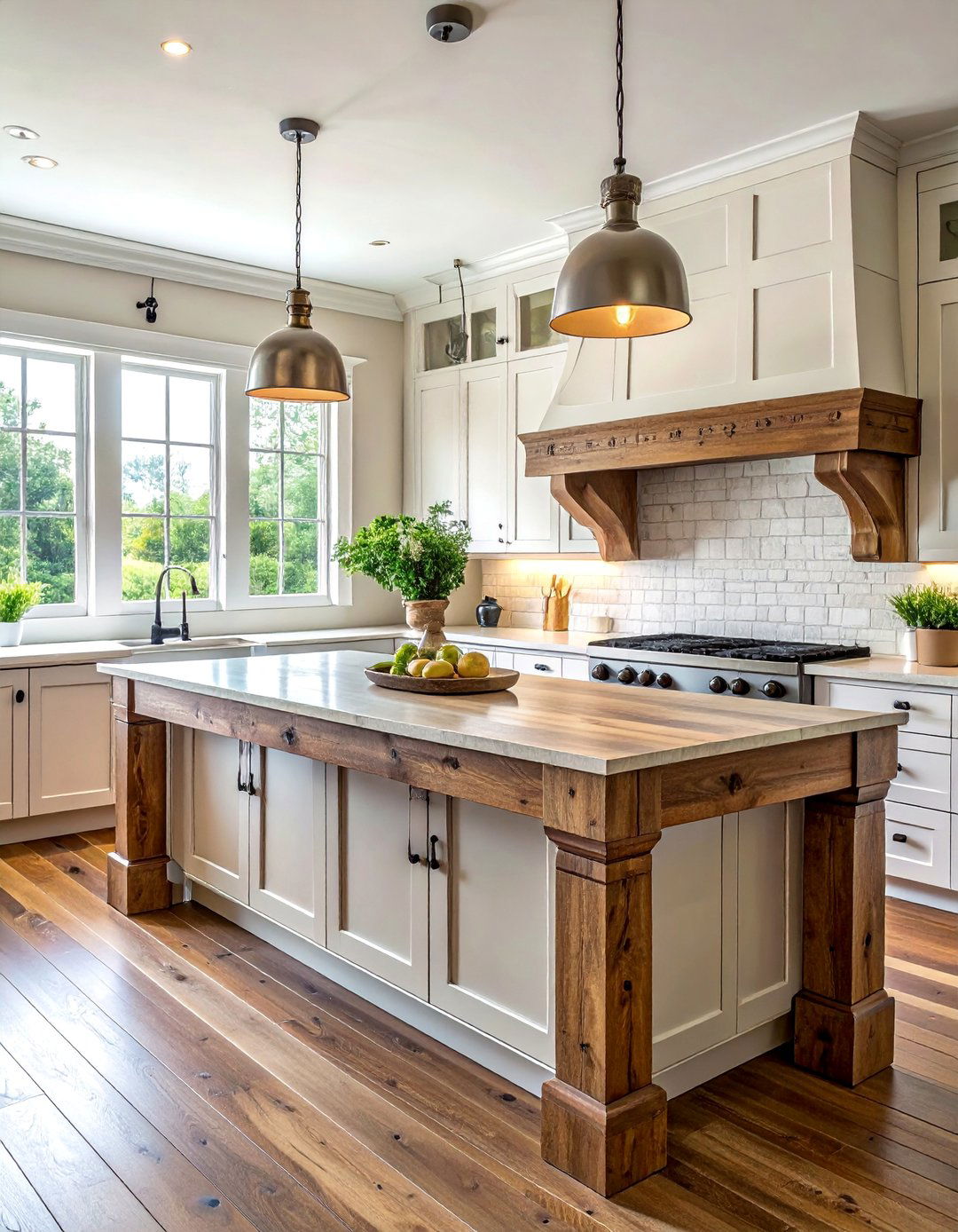 Farmhouse Kitchen Island with Corbel Accents - 25 Farmhouse Kitchen Island Ideas for a Functional Space