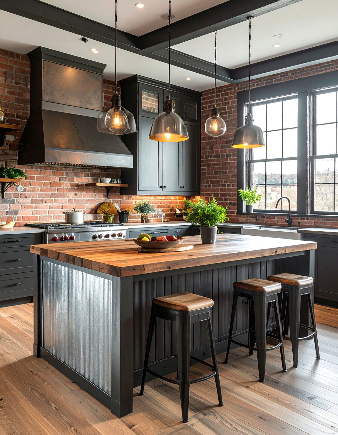 Farmhouse Kitchen Island with Galvanized Metal Accents - 25 Farmhouse Kitchen Island Ideas for a Functional Space