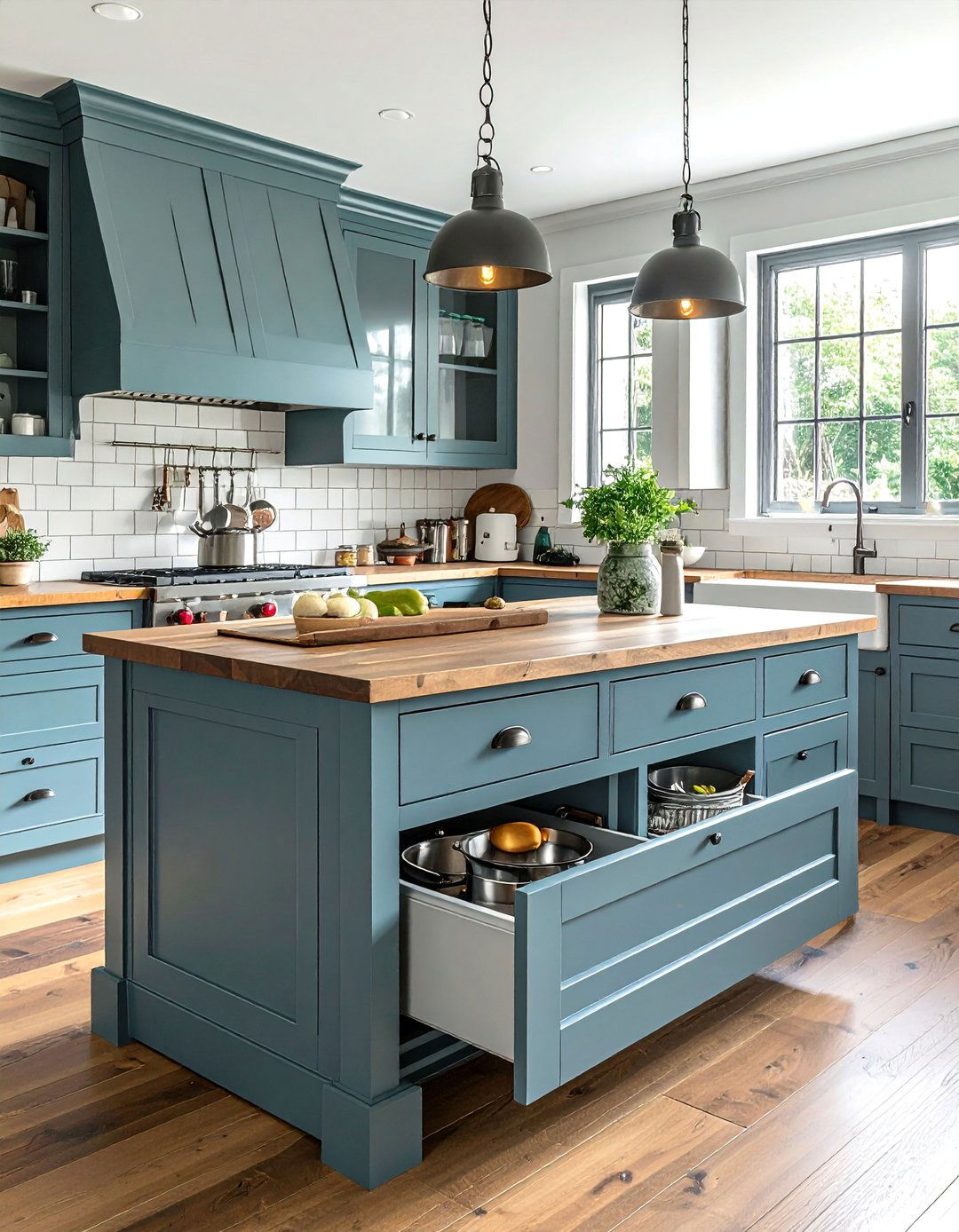 Farmhouse Kitchen Island with Pull Out Storage - 25 Farmhouse Kitchen Island Ideas for a Functional Space