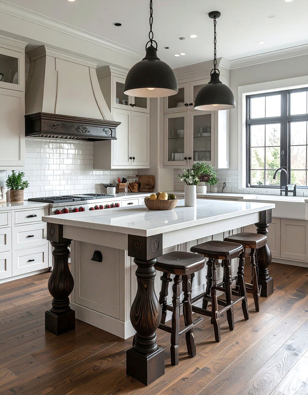 Farmhouse Kitchen Island with Turned Legs - 25 Farmhouse Kitchen Island Ideas for a Functional Space
