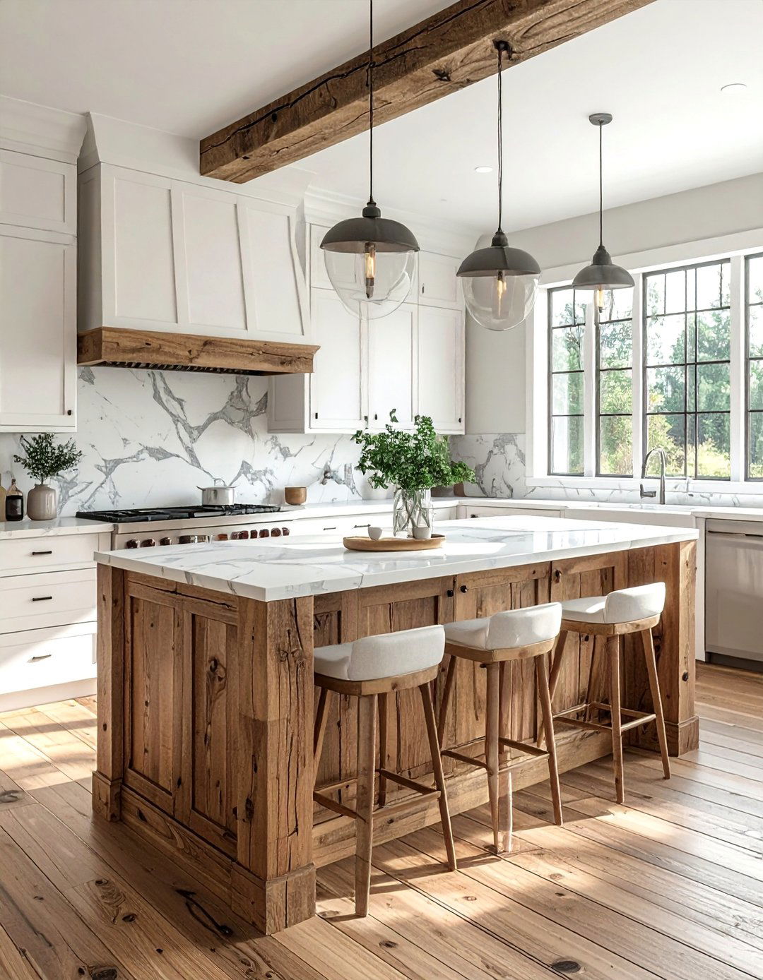 Farmhouse Kitchen Island with a Marble Countertop - 25 Farmhouse Kitchen Island Ideas for a Functional Space