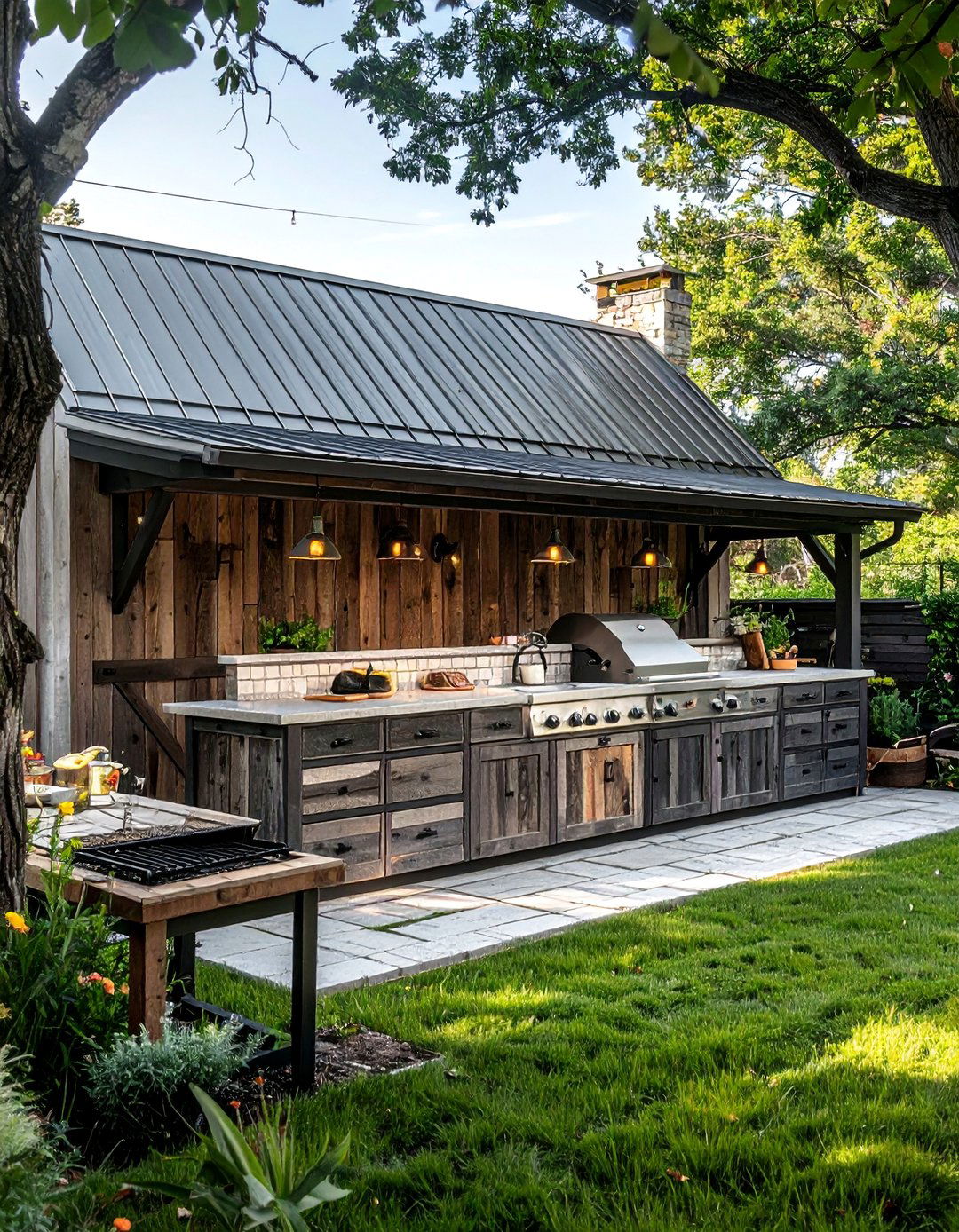 Farmhouse Style BBQ Kitchen - 40 Amazing BBQ Area Ideas for Outdoor Living