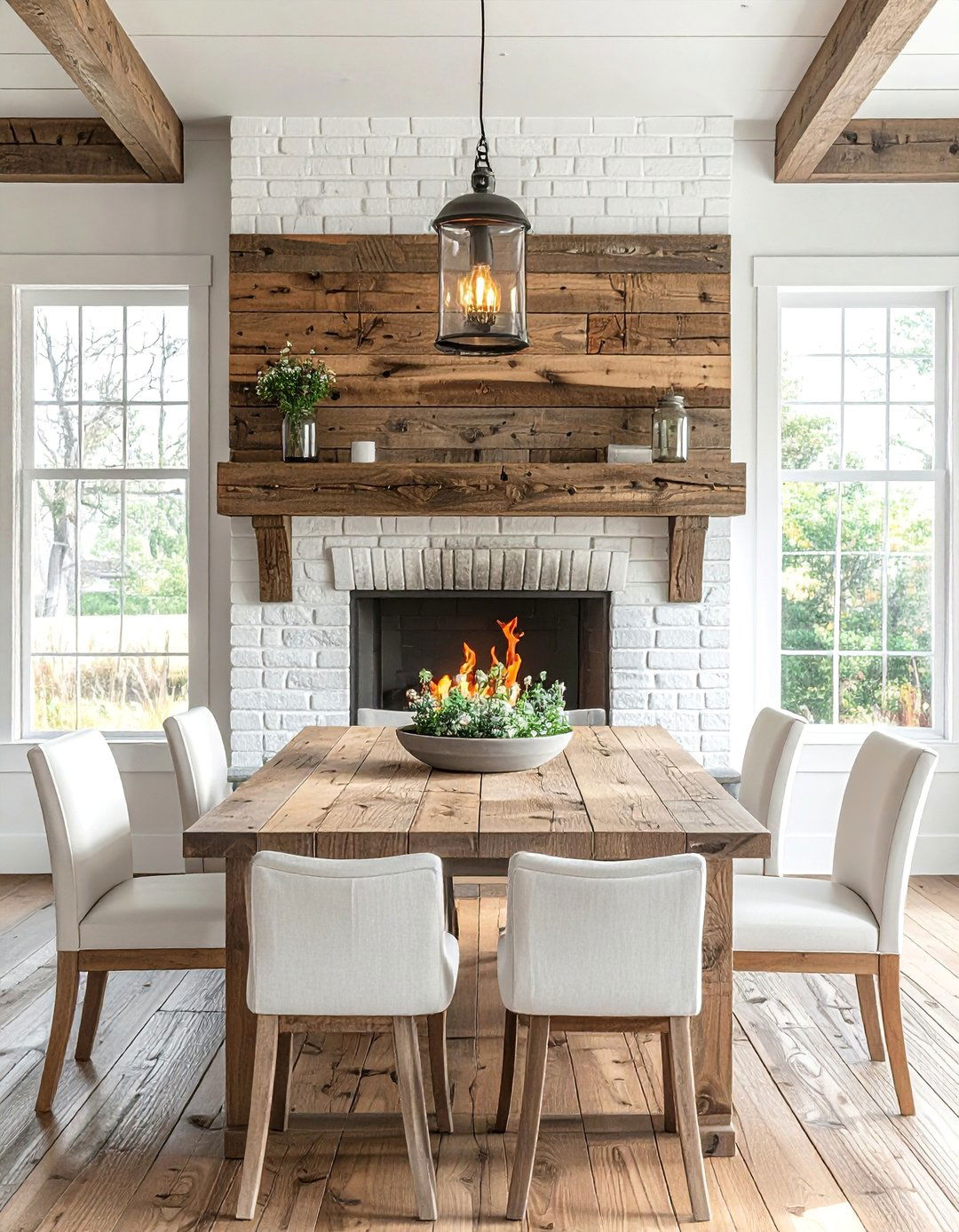 Farmhouse Style Fireplace Dining Rooms - 30 Dining Rooms With Fireplaces for Cozy Meals