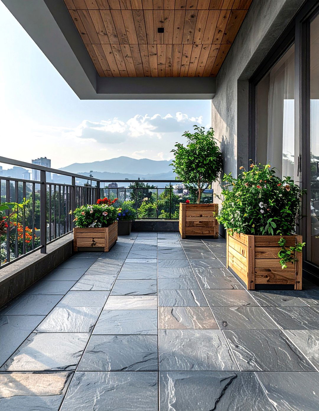 Faux Stone Deck Tiles for Balcony Flooring - 25 Balcony Flooring Ideas to Enhance Your Outdoor Space