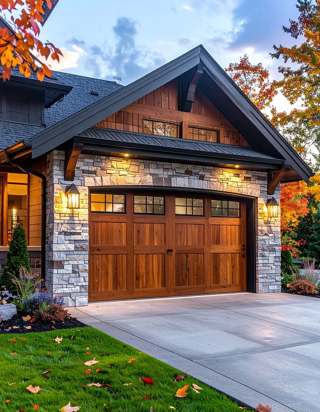 Faux Stone or Brick Veneer Garage Door Trim - 20 Exterior Garage Door Trim Ideas to Enhance Curb Appeal