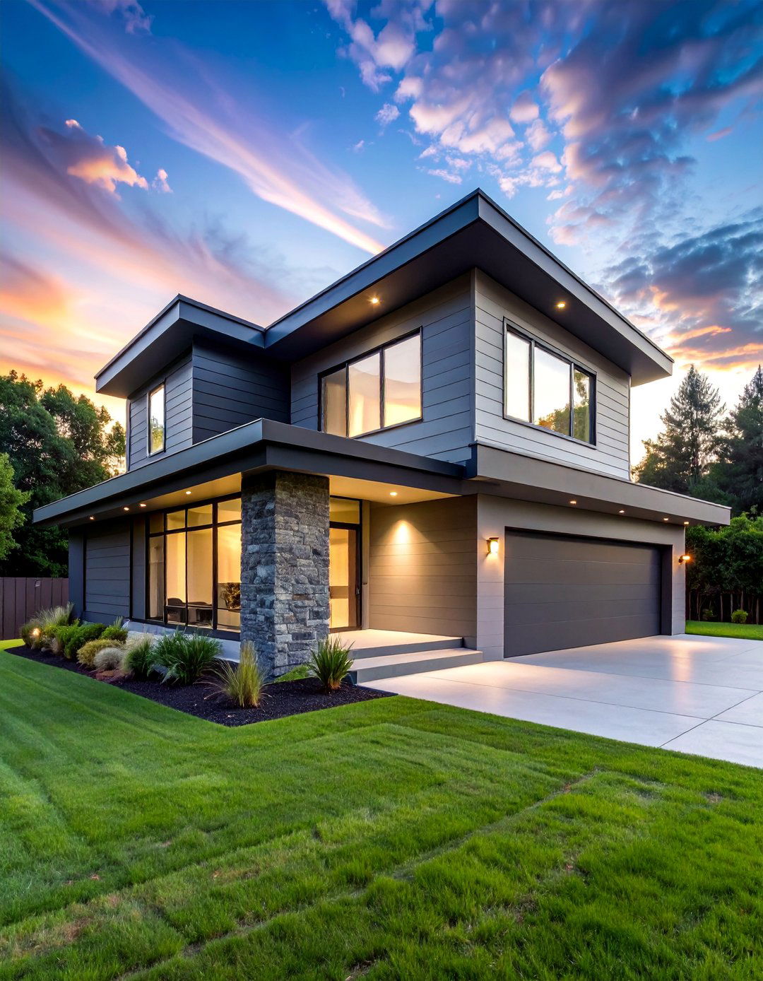 Fiber Cement Panels and Horizontal Lap Siding - 20 Two-tone Siding Designs to Boost Curb Appeal