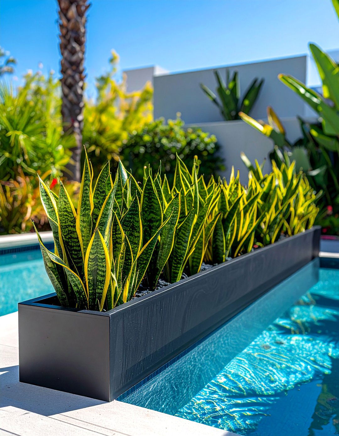 Fiberglass Trough Pool Planters - 30 Pool Planter Ideas for a Lush Backyard Oasis