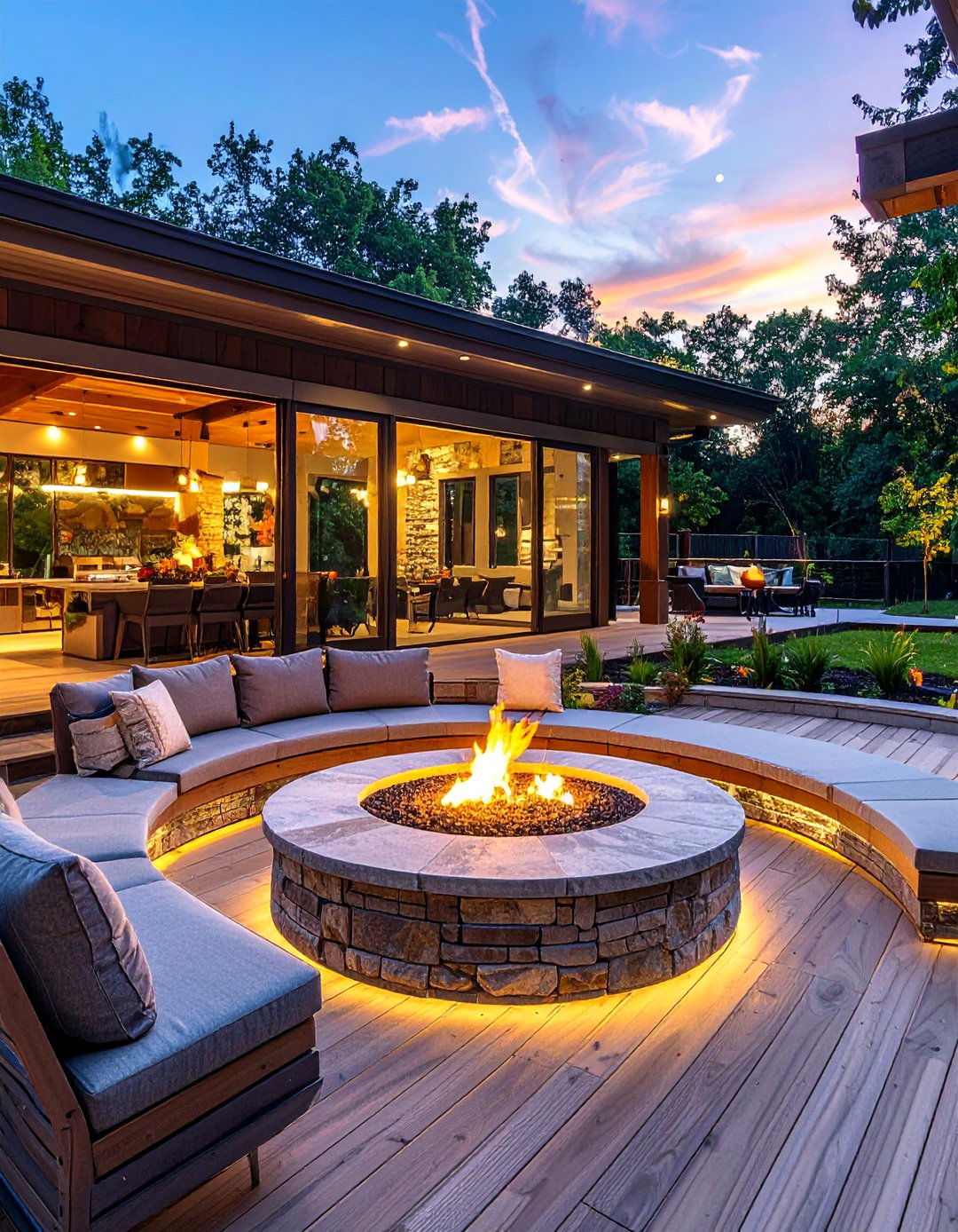 Fire Pit Entertainment Zone - 30 Patio Deck Ideas to Elevate Your Outdoor Living