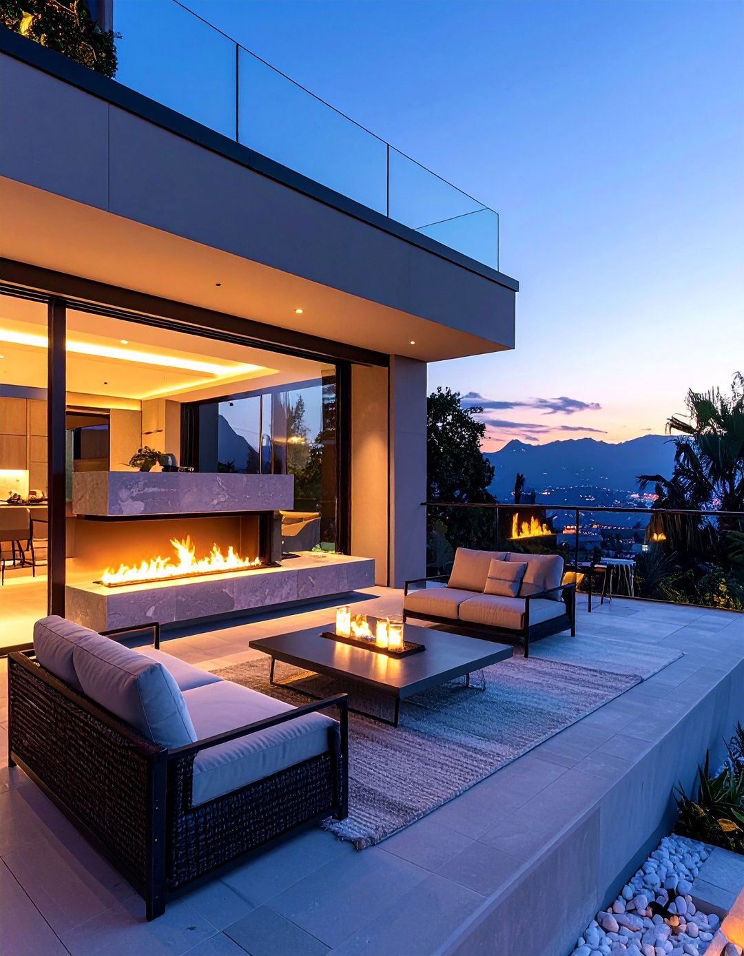 Fireplace Feature Balcony - 20 Mansion Balcony Ideas for a Luxurious View