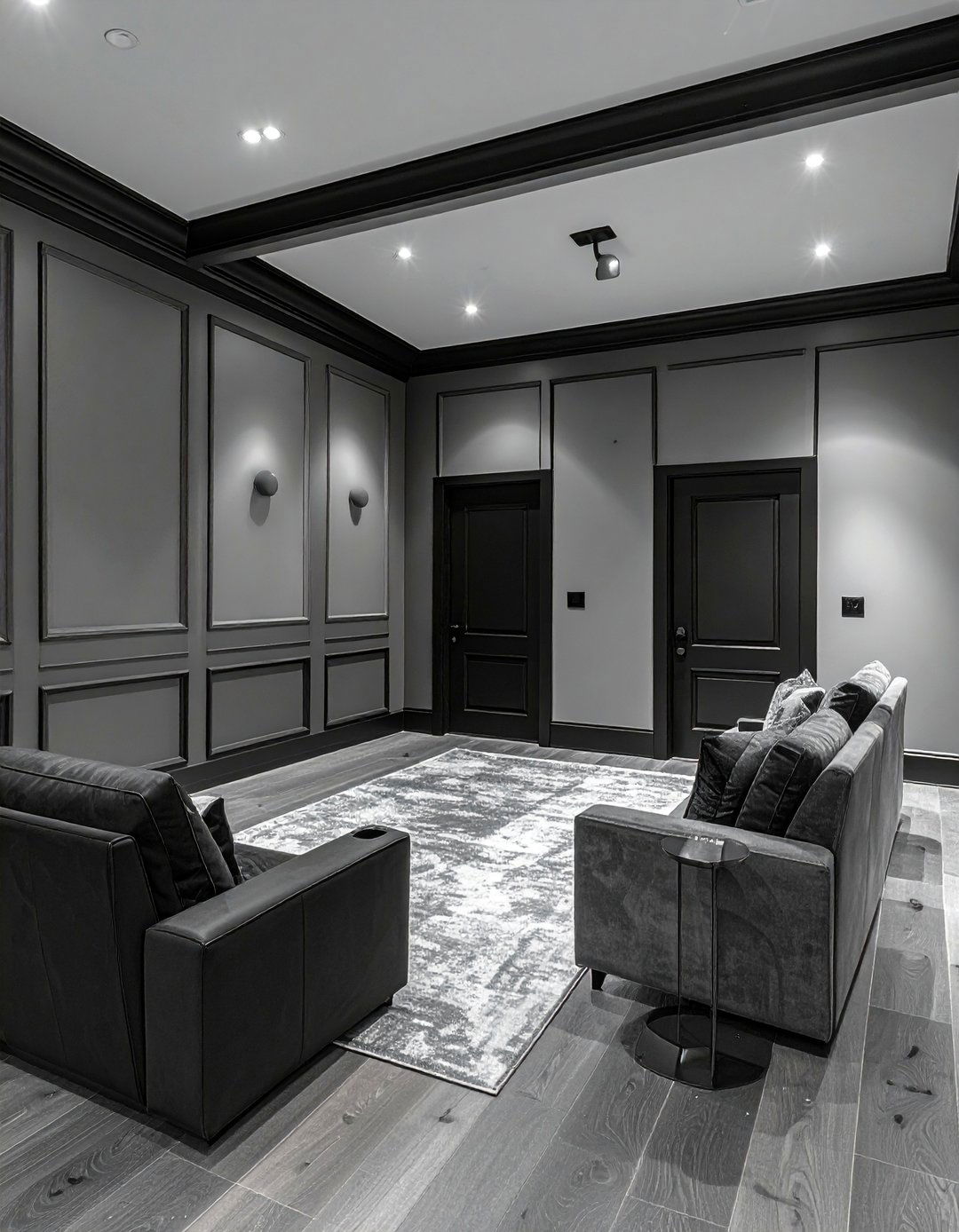 Flint Gray with Black Trim and Doors - 20 Gray Home Theater Paint Color Schemes