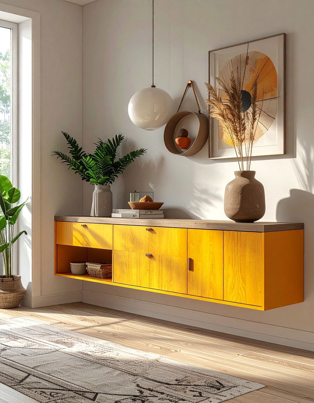 Floating Console with Hidden Storage - 40 Small Entryway Ideas for Stylish First Impressions