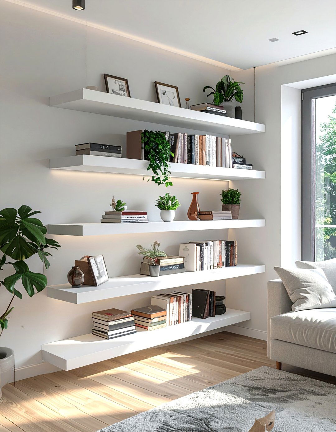 Floating Corner Shelves - 30 Living Room Storage Ideas to Maximize Your Space