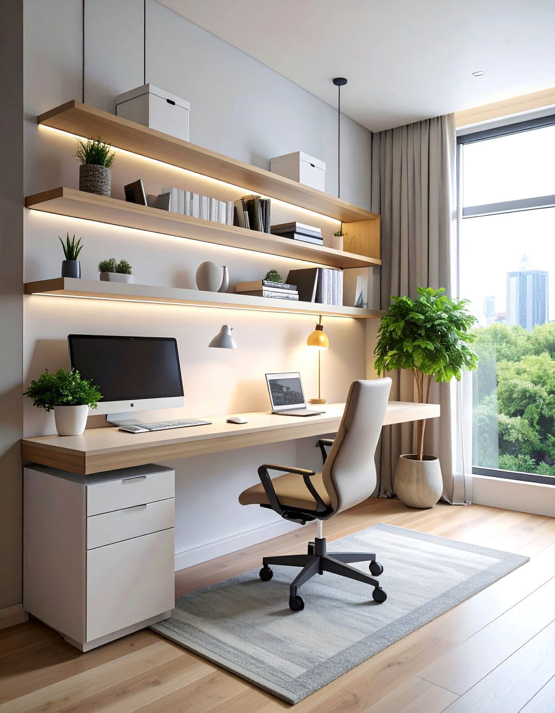 Floating Desk Home Office - 40 Modern Home Office Ideas for a Productive Workspace