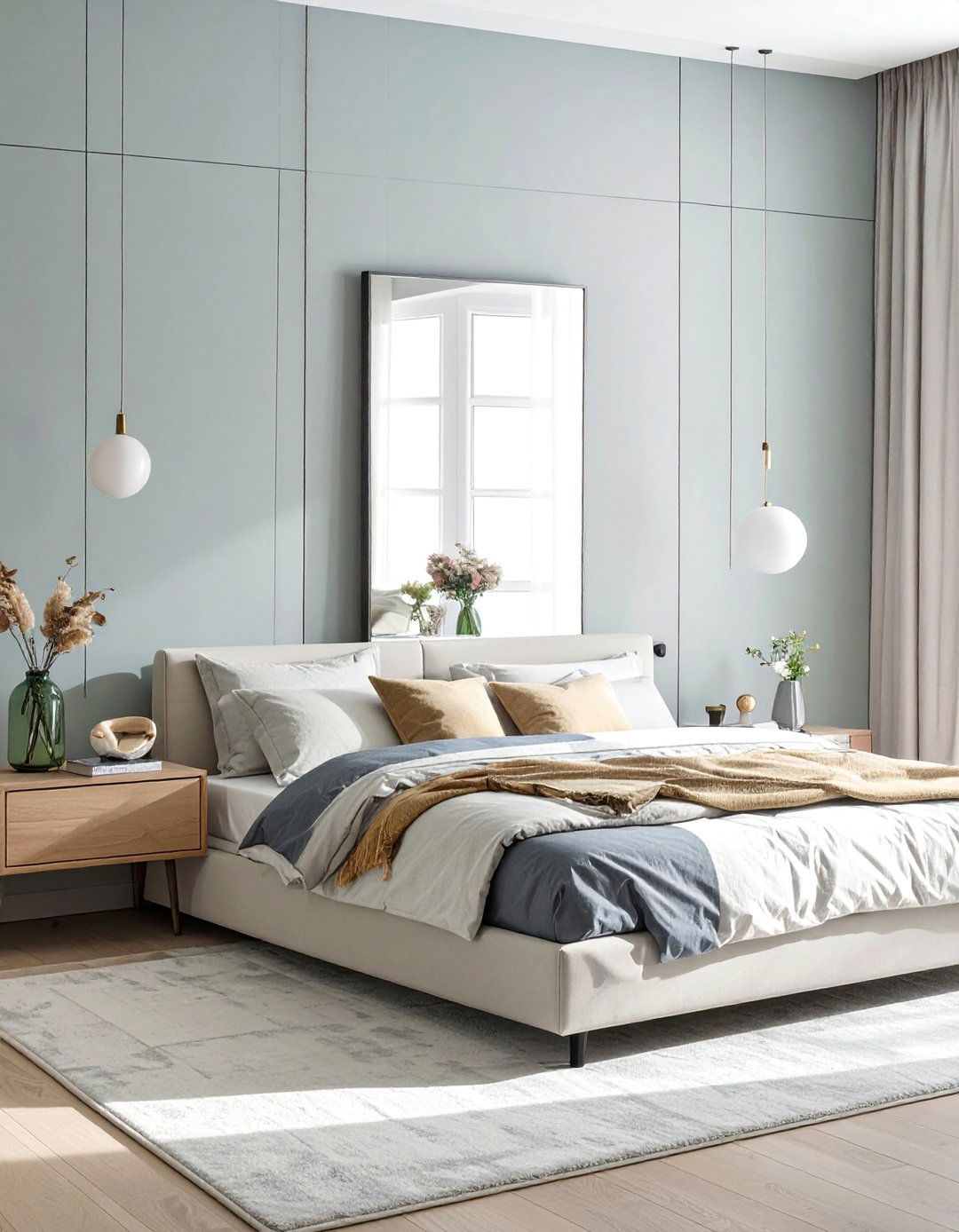 Floating Glass Panel Mirrors - 30 Mirror Behind Nightstand Ideas for Stylish Bedrooms