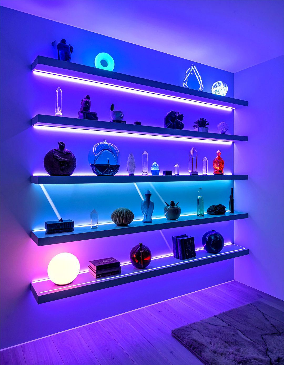 Floating Shelf Light Displays - 20 Vaporwave Room Ideas for a Retro-Futuristic Vibe