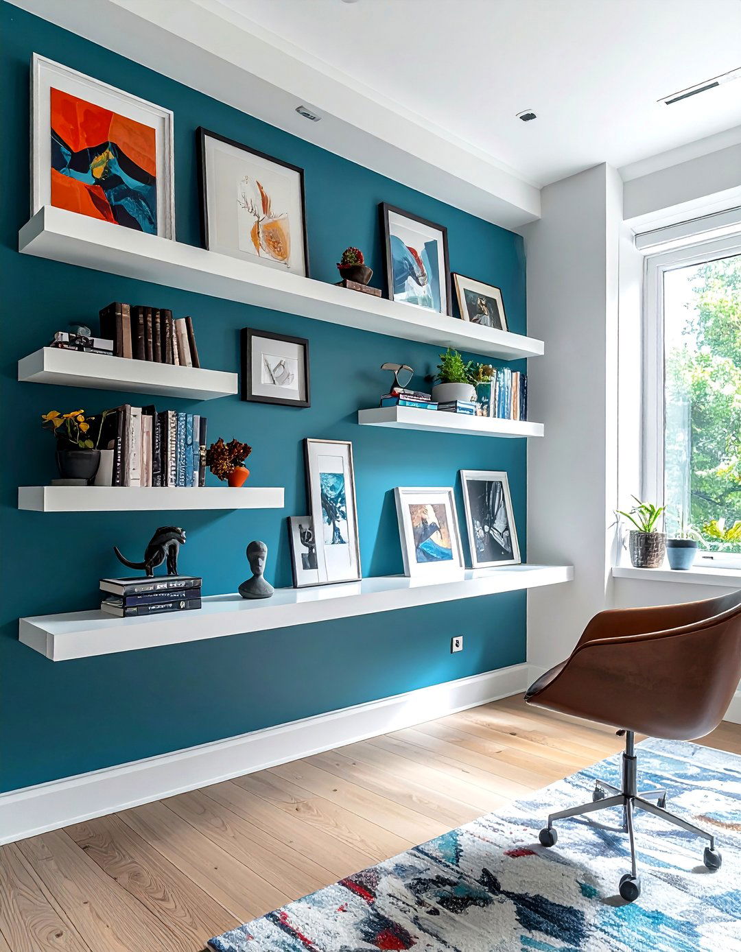 Floating Shelves and Art Gallery Wall - 25 Eclectic Gallery Wall Ideas for Artistic Homes