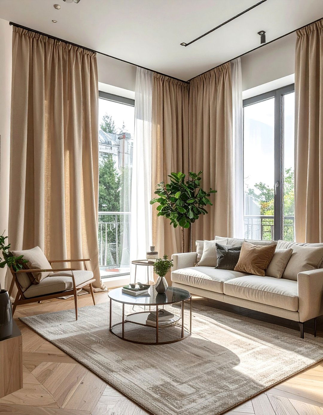 Floor to Ceiling Curtains - 40 Cozy Living Room Ideas to Transform Your Space