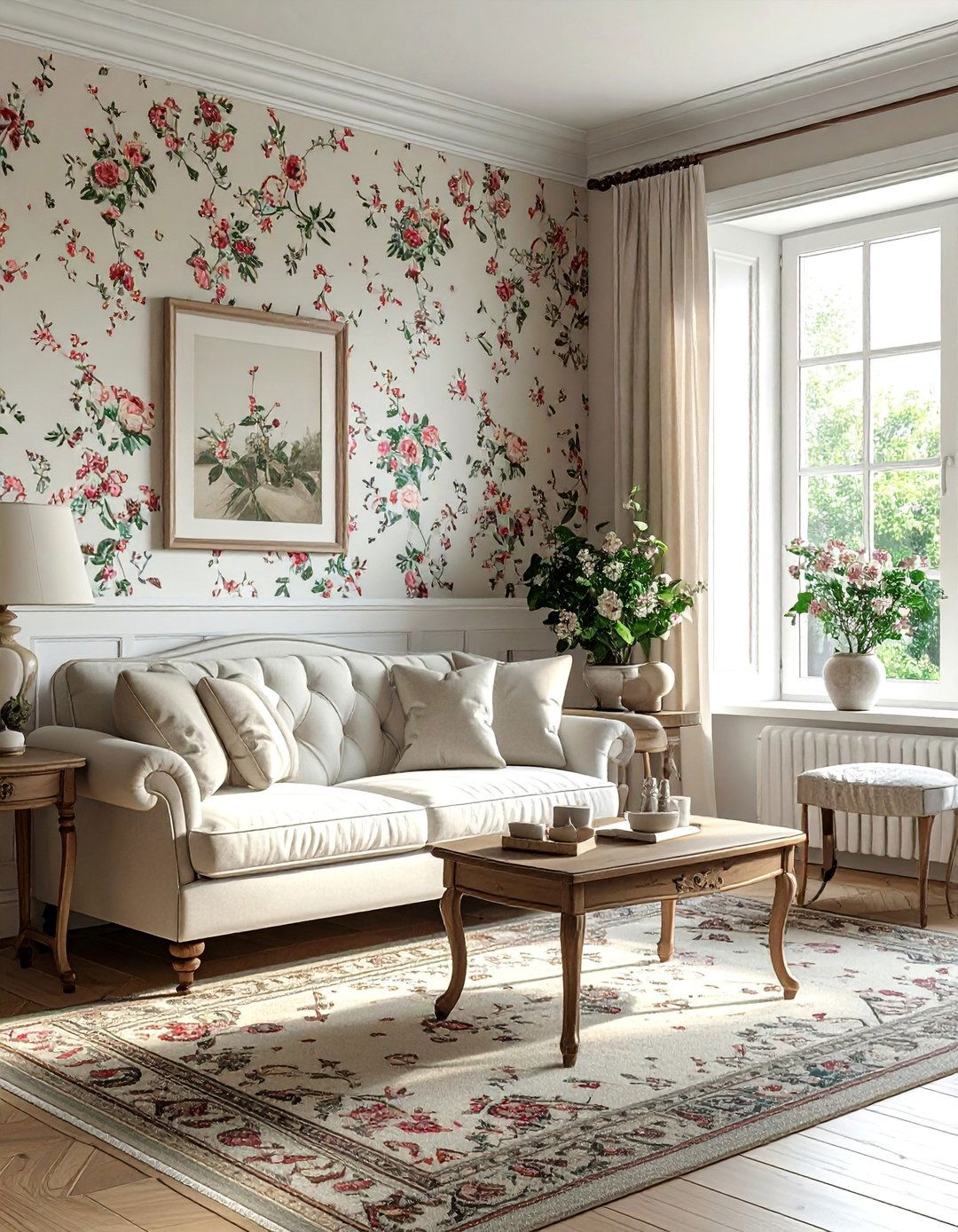 Floral Wallpaper Cottage Living Room - 30 Cottage Living Room Ideas for a Cozy Retreat