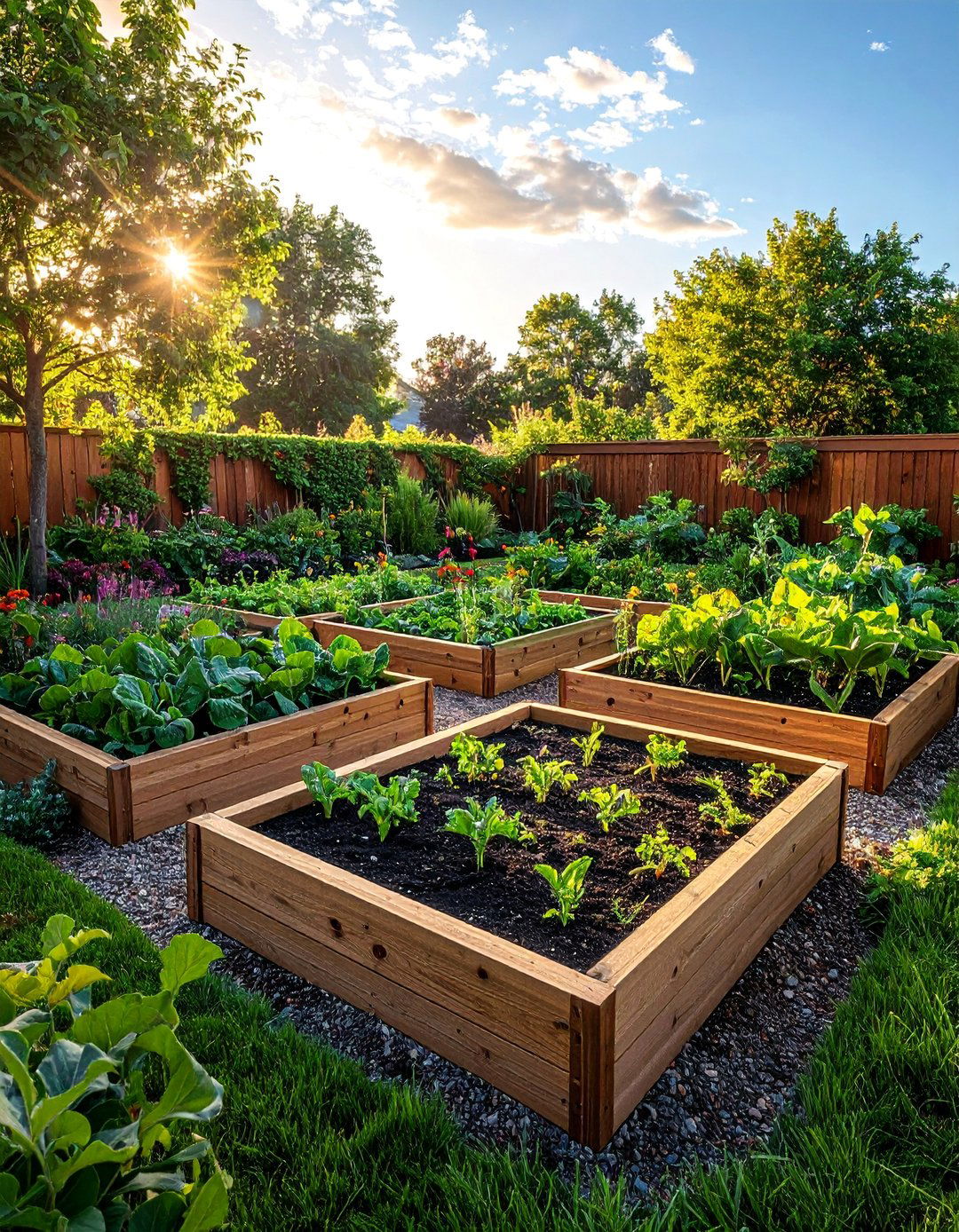 Four Square Classic Layout Design - 40 Raised Garden Bed Ideas for Your Vegetable Garden