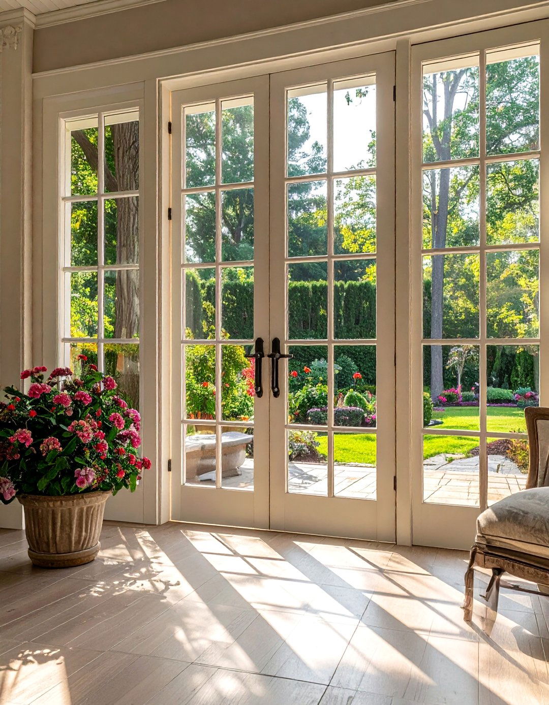 French Door Elegance - 30 Stylish Sunroom Window Ideas for Natural Light