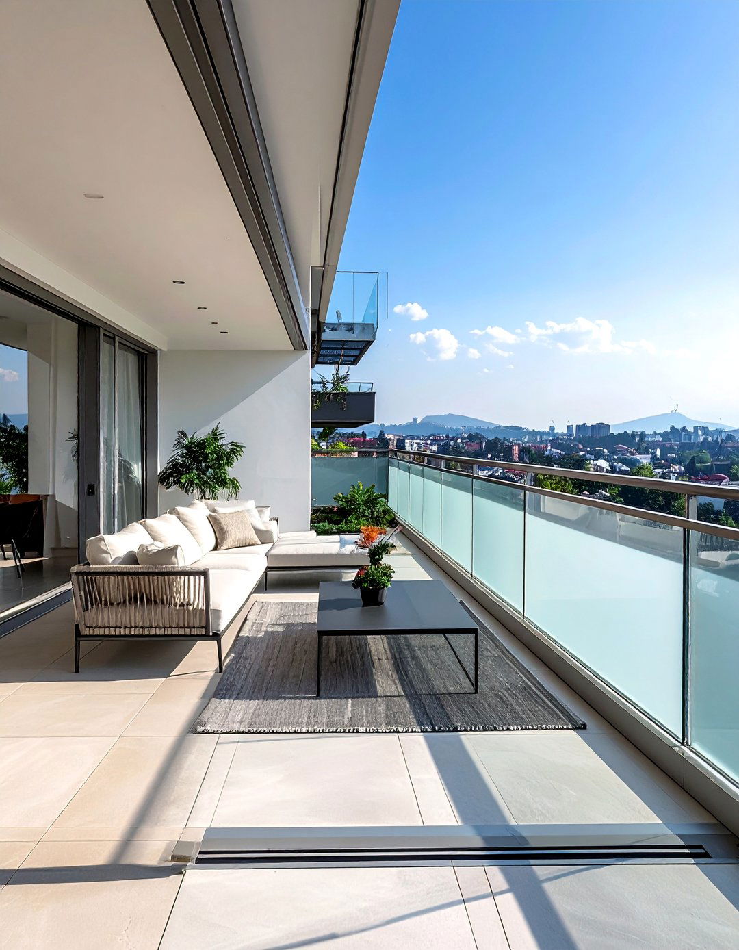 Frosted Glass Panel Balcony Divider - 20 Balcony Divider Ideas for Privacy and Style