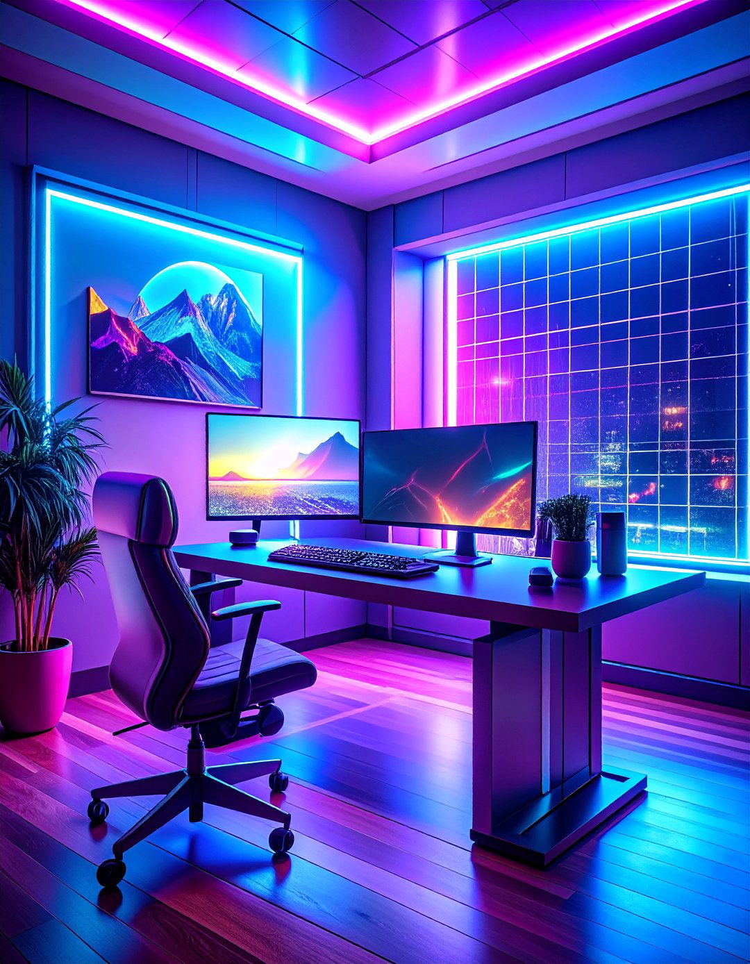 Futuristic Desk Workspace - 20 Vaporwave Room Ideas for a Retro-Futuristic Vibe