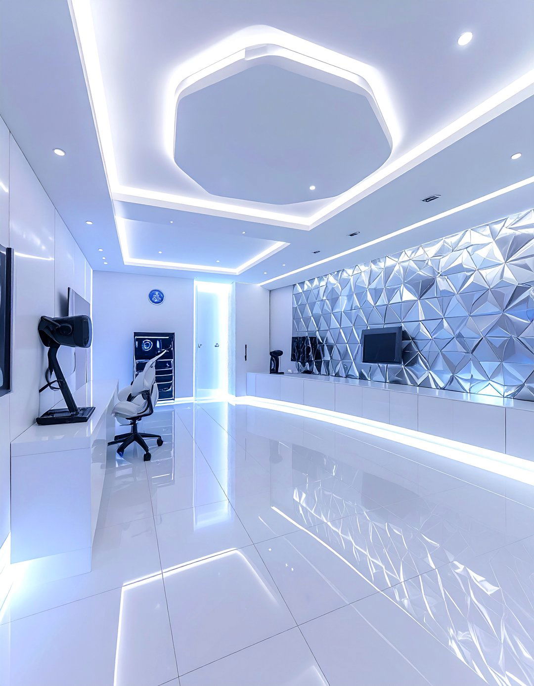 Futuristic Silver and White Game Room Paint - 20 Game Room Paint Ideas for a Fun and Vibrant Space