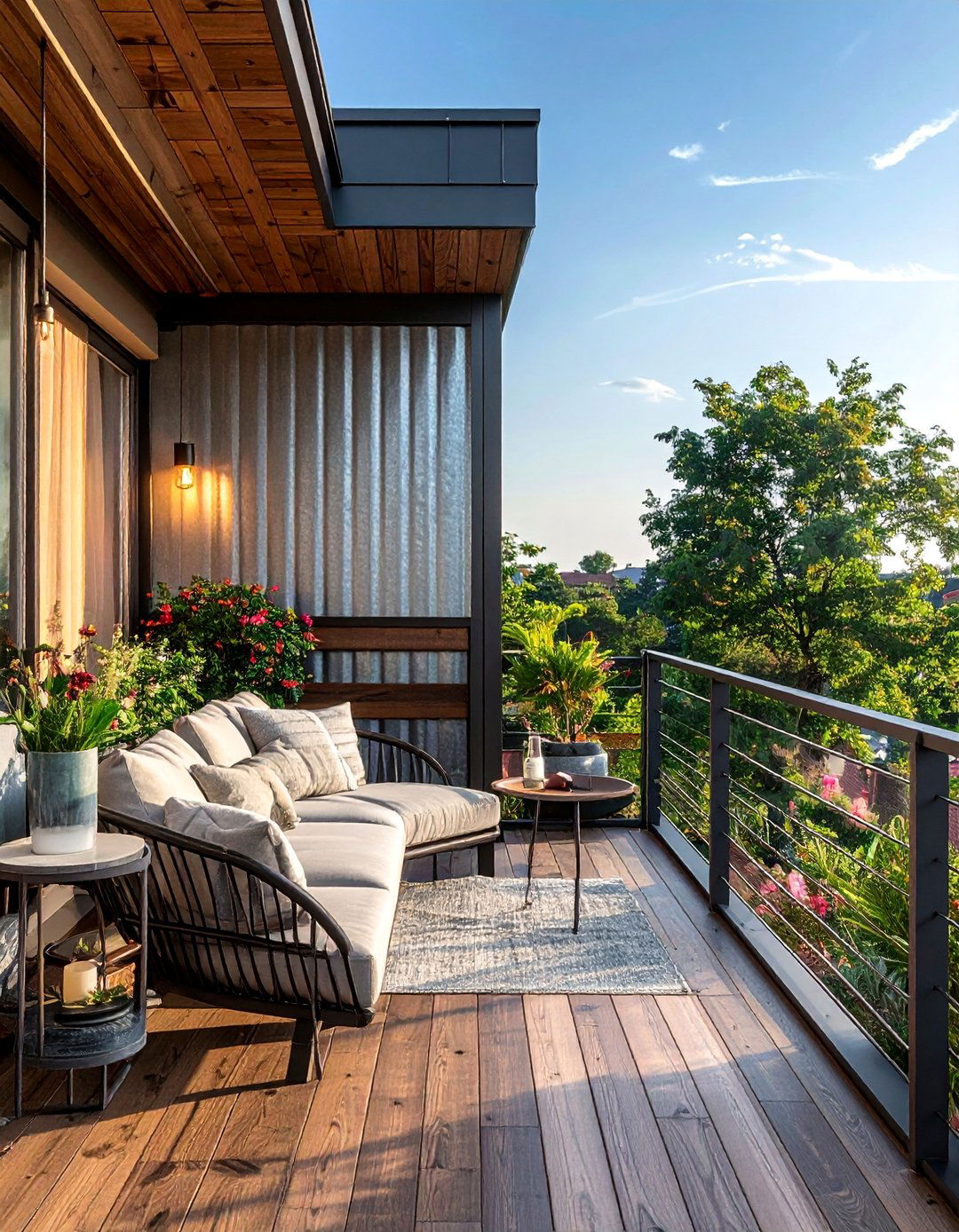 Galvanized Corrugated Metal Balcony Divider - 20 Balcony Divider Ideas for Privacy and Style