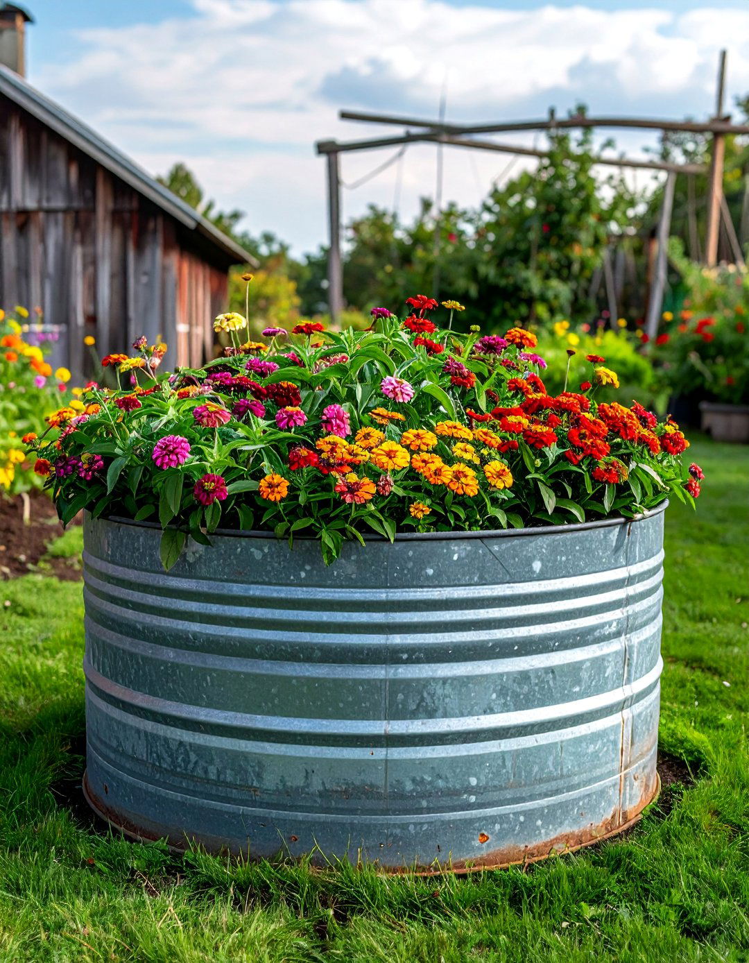 Galvanized Steel Stock Tank Planter Box - 30 Planter Box Ideas for Beautiful Gardens