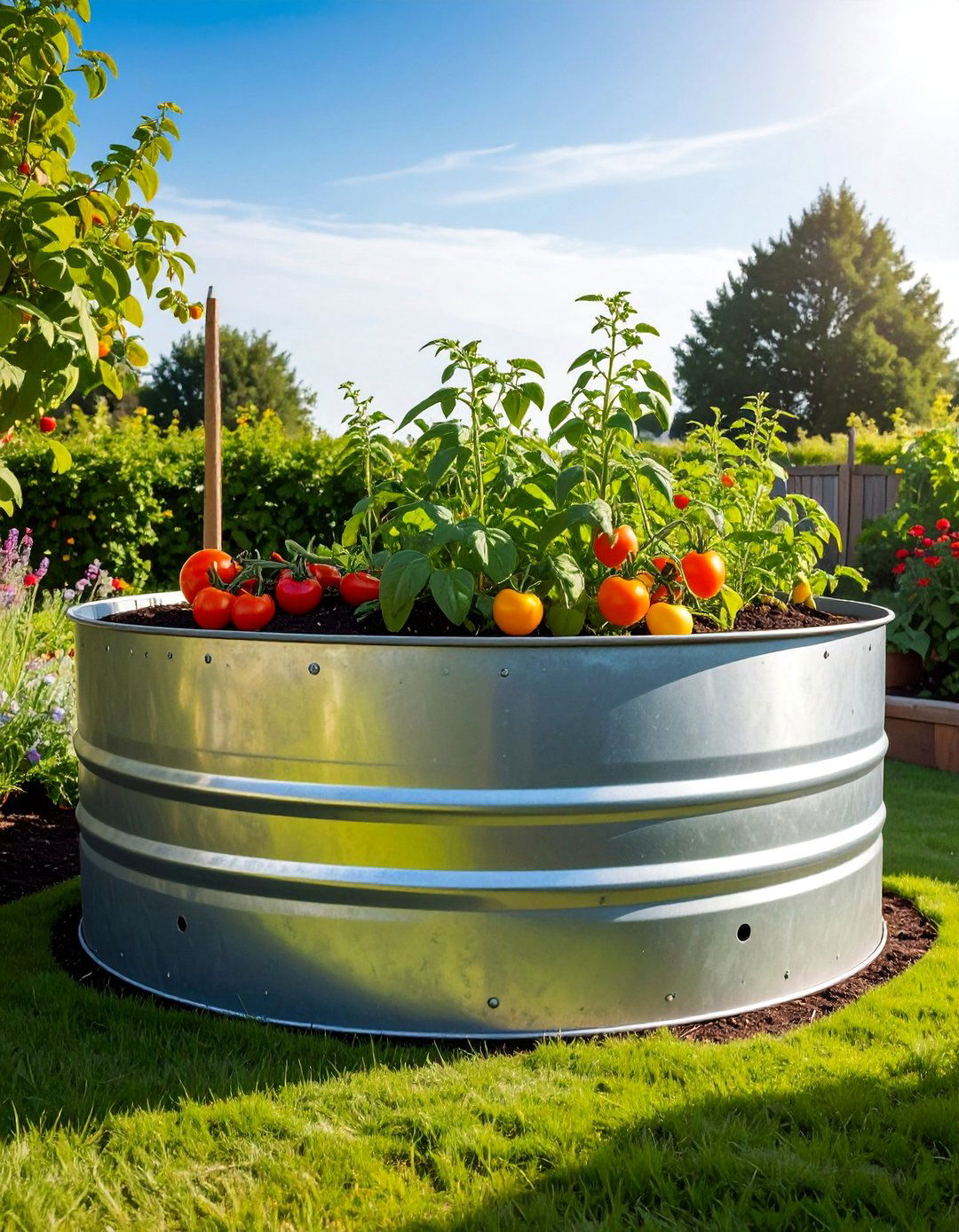 Galvanized Stock Tank Containers - 40 Raised Garden Bed Ideas for Your Vegetable Garden