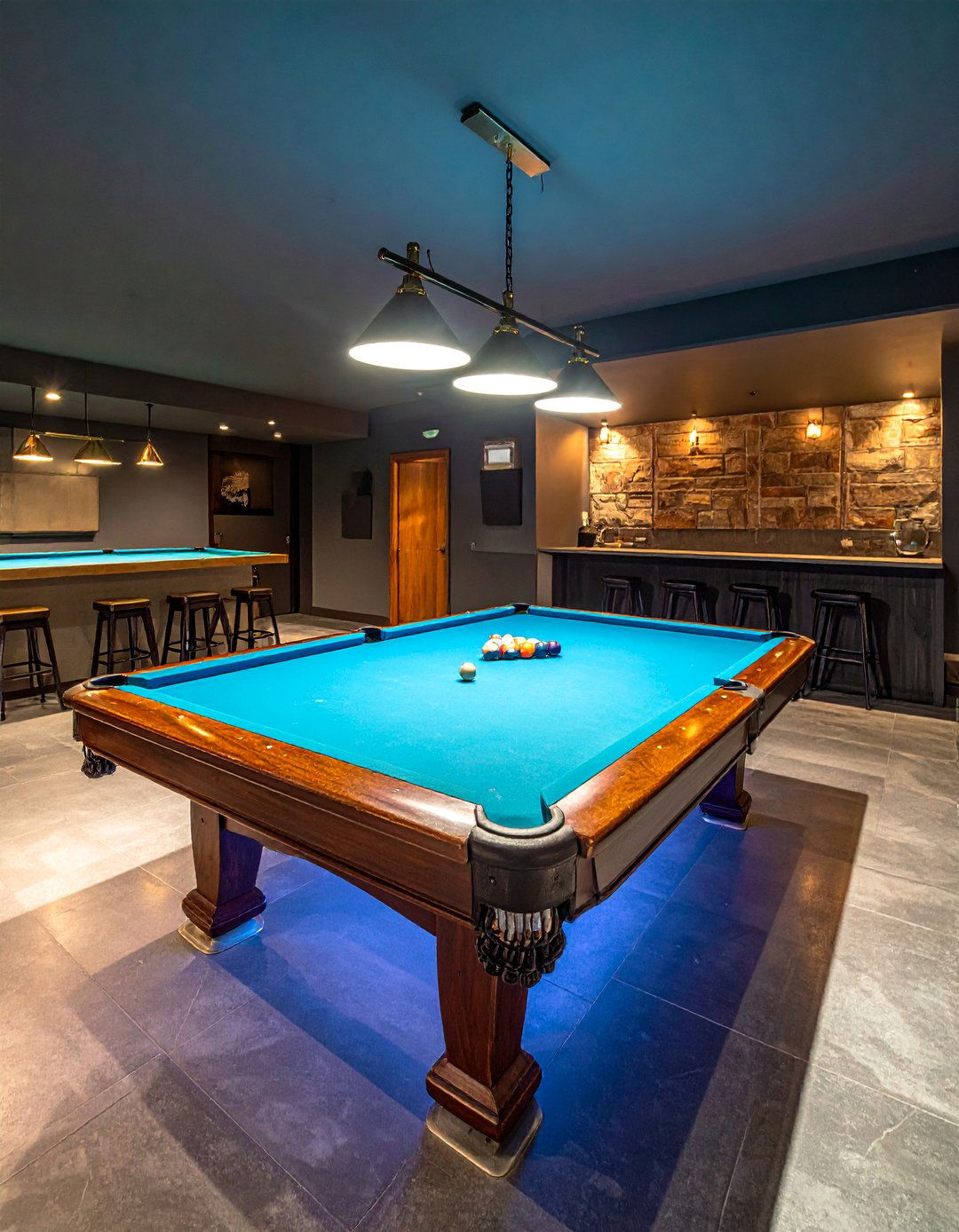 Game Table Central Station - 25 Rustic Basement Ideas for a Cozy and Inviting Space
