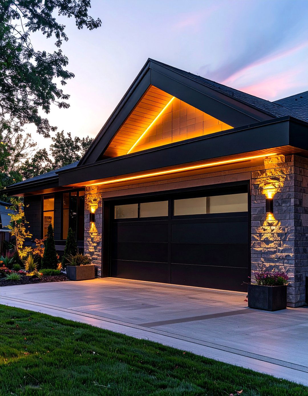 Garage Door Trim with Integrated LED Lighting - 20 Exterior Garage Door Trim Ideas to Enhance Curb Appeal