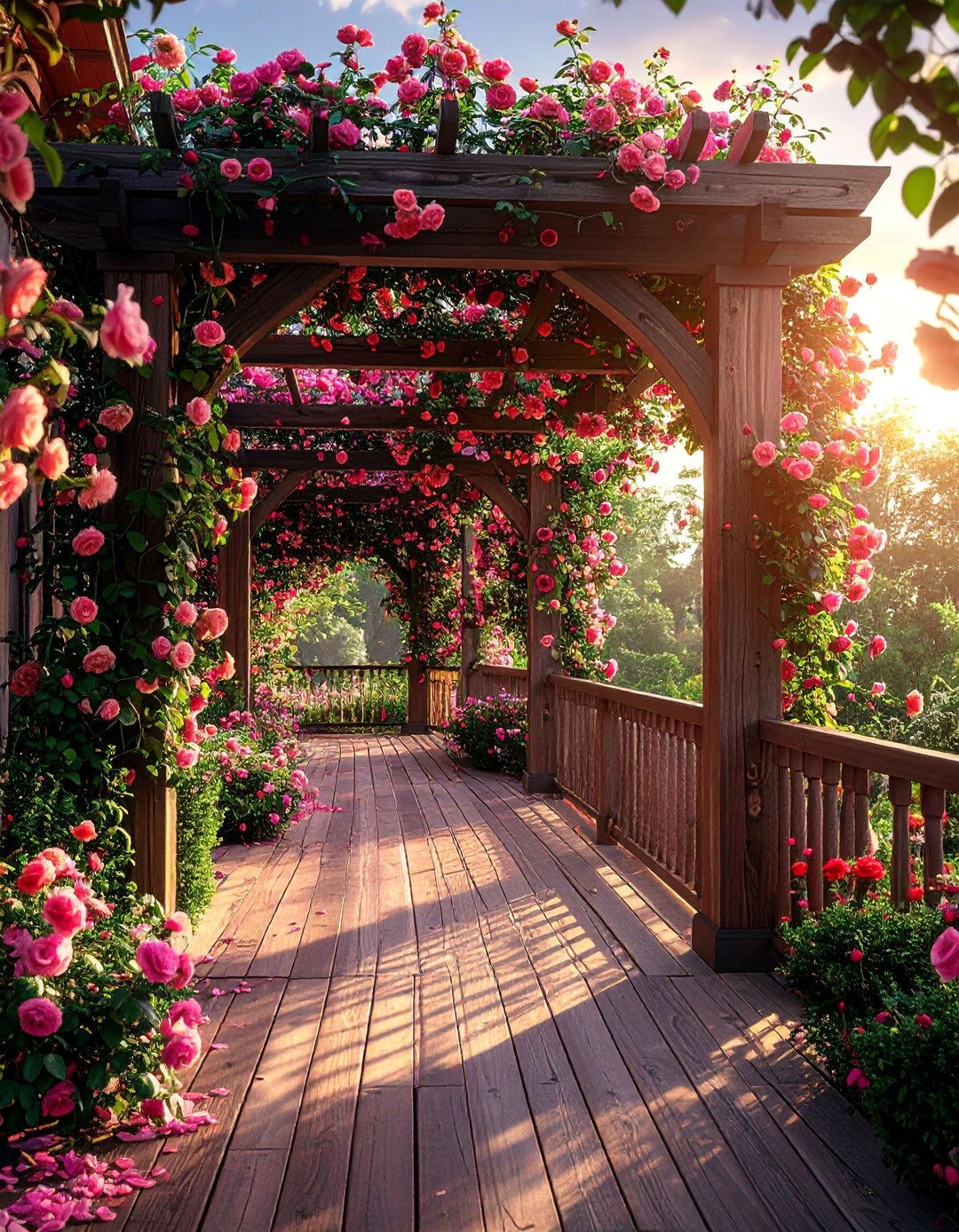 Garden Arbor Walkway - 30 Partially Covered Deck Ideas for Year-Round Enjoyment