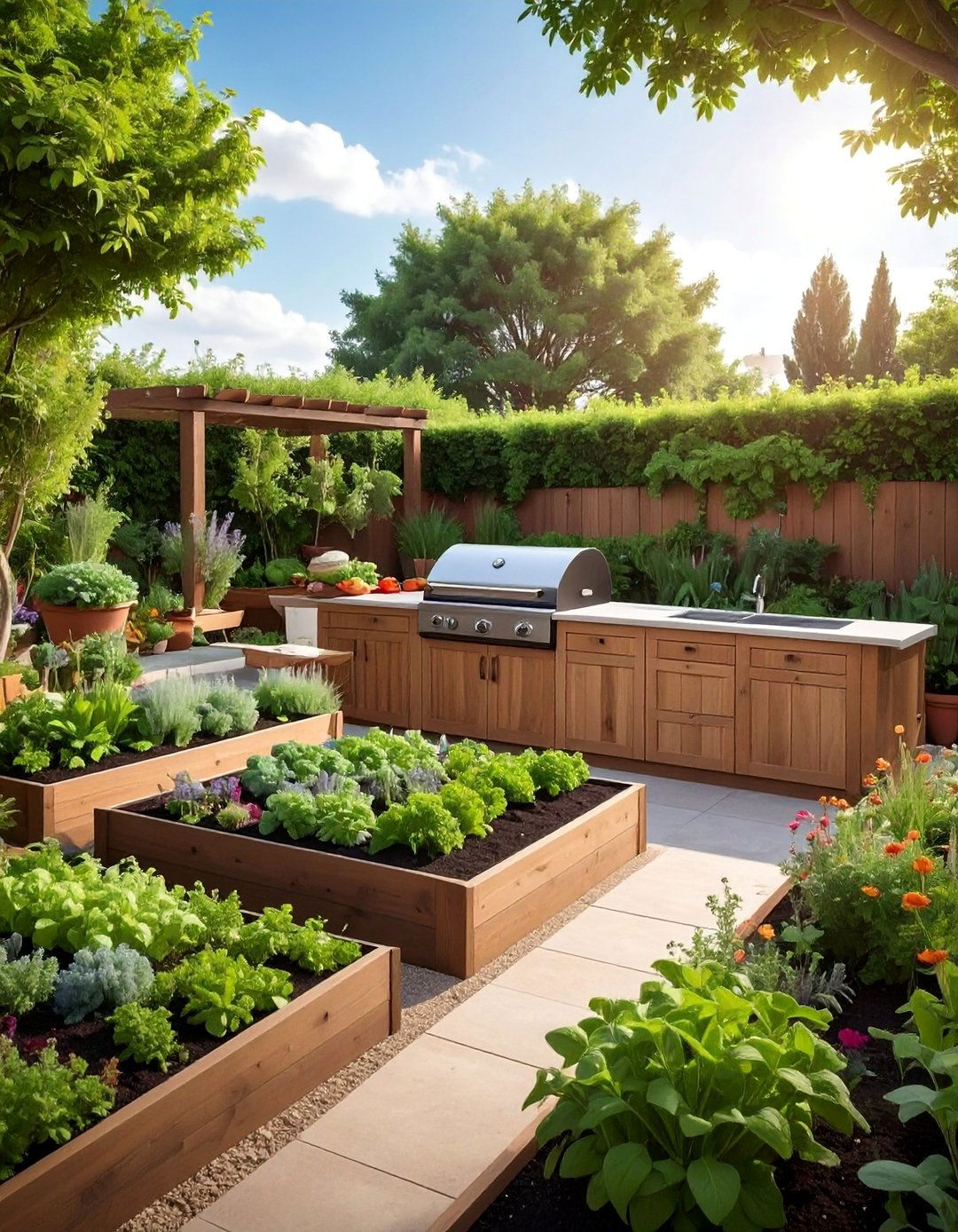 Garden to Table BBQ Kitchen - 40 Amazing BBQ Area Ideas for Outdoor Living