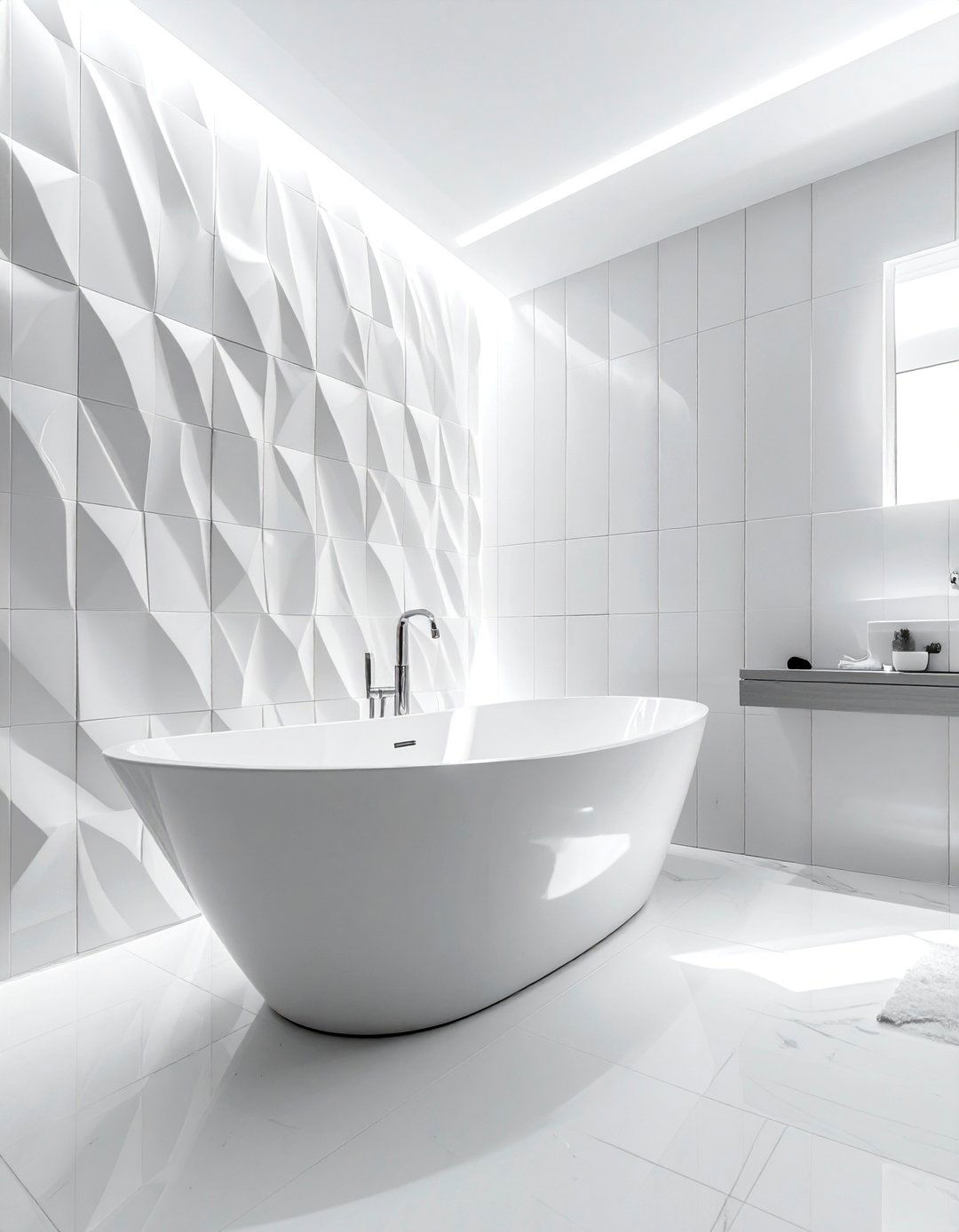 Geometric 3D Bathtub Tiles - 40 Bathtub Tile Ideas for a Stunning Bathroom
