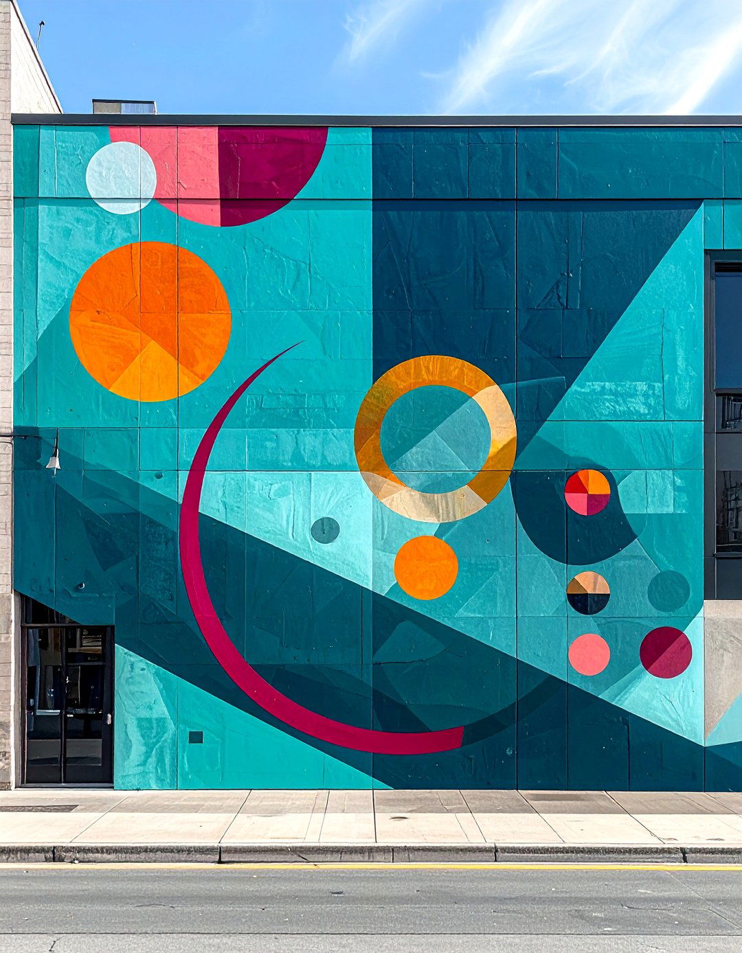 Geometric Abstract Color Pop Small Town Mural