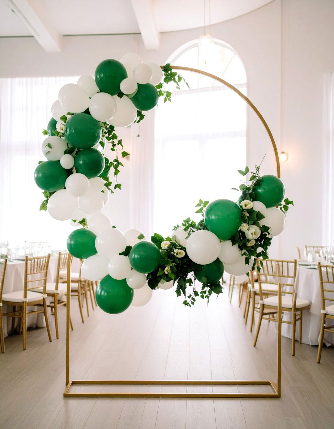 Geometric Balloon Centerpiece with Hoops - 25 Balloon Centerpiece Ideas for Any Celebration