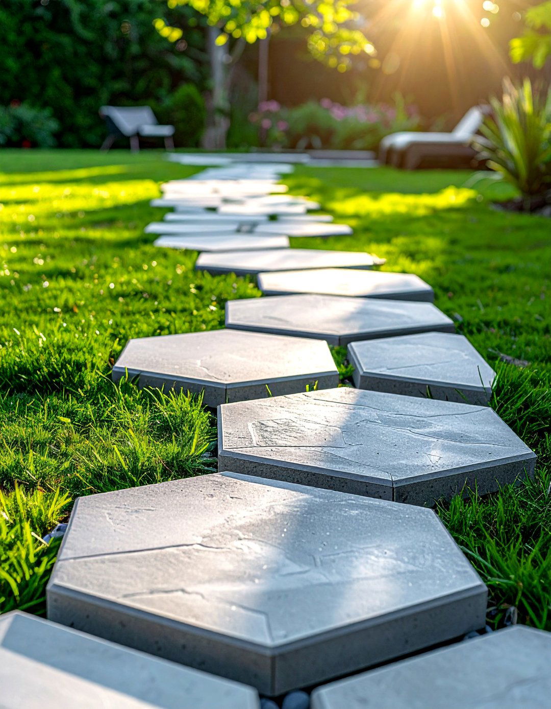 Geometric Hexagon Stepping Stone Walkway - 30 Unique Stepping Stone Walkway Ideas for Your Yard