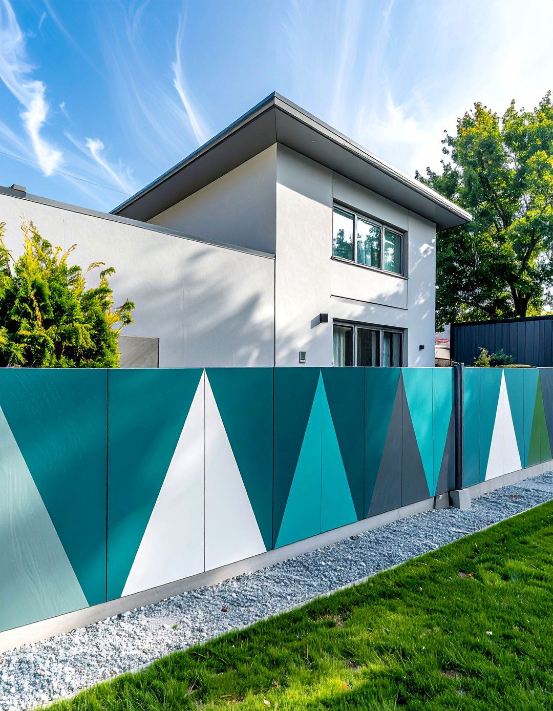 Geometric Painted Pattern Fence Art - 20 Fence Art Ideas to Beautify Your Outdoor Space