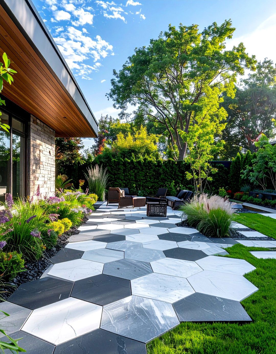 Geometric Pattern Paver Patio - 40 Beautiful Paver Patio Ideas for Outdoor Living