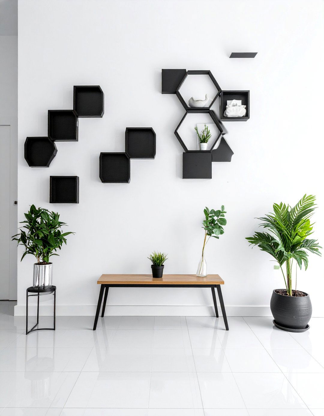 Geometric Pattern Photo Wall - 40 Photo Wall Ideas to Personalize Your Living Space