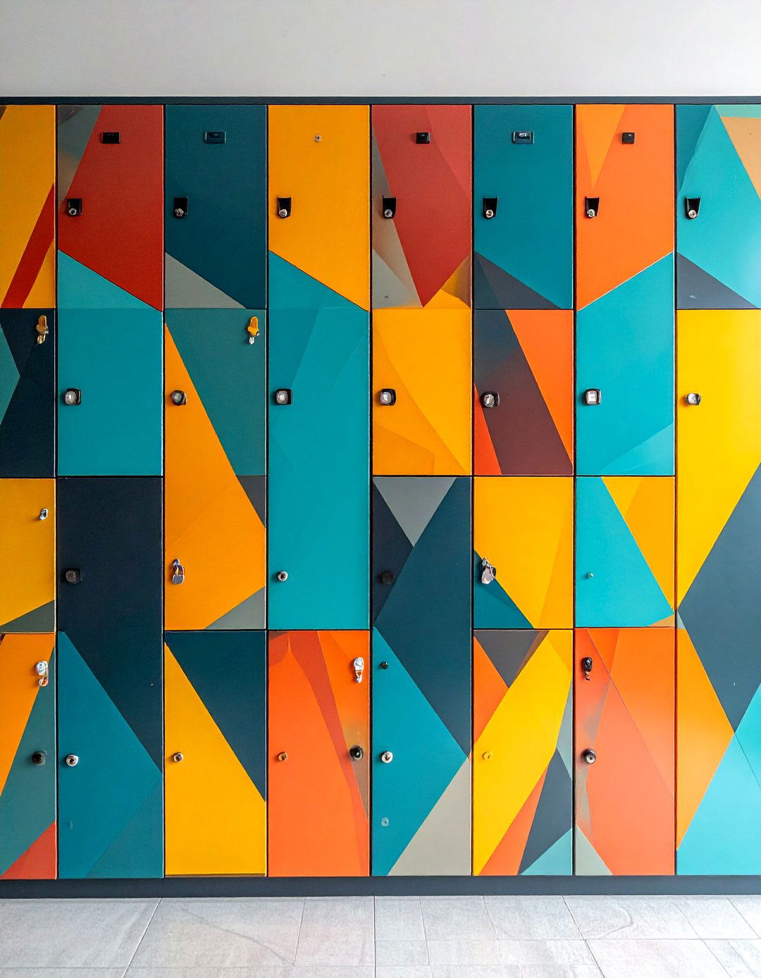 Geometric Pattern Play - 30 Locker Decor Ideas for Stylish and Functional Spaces