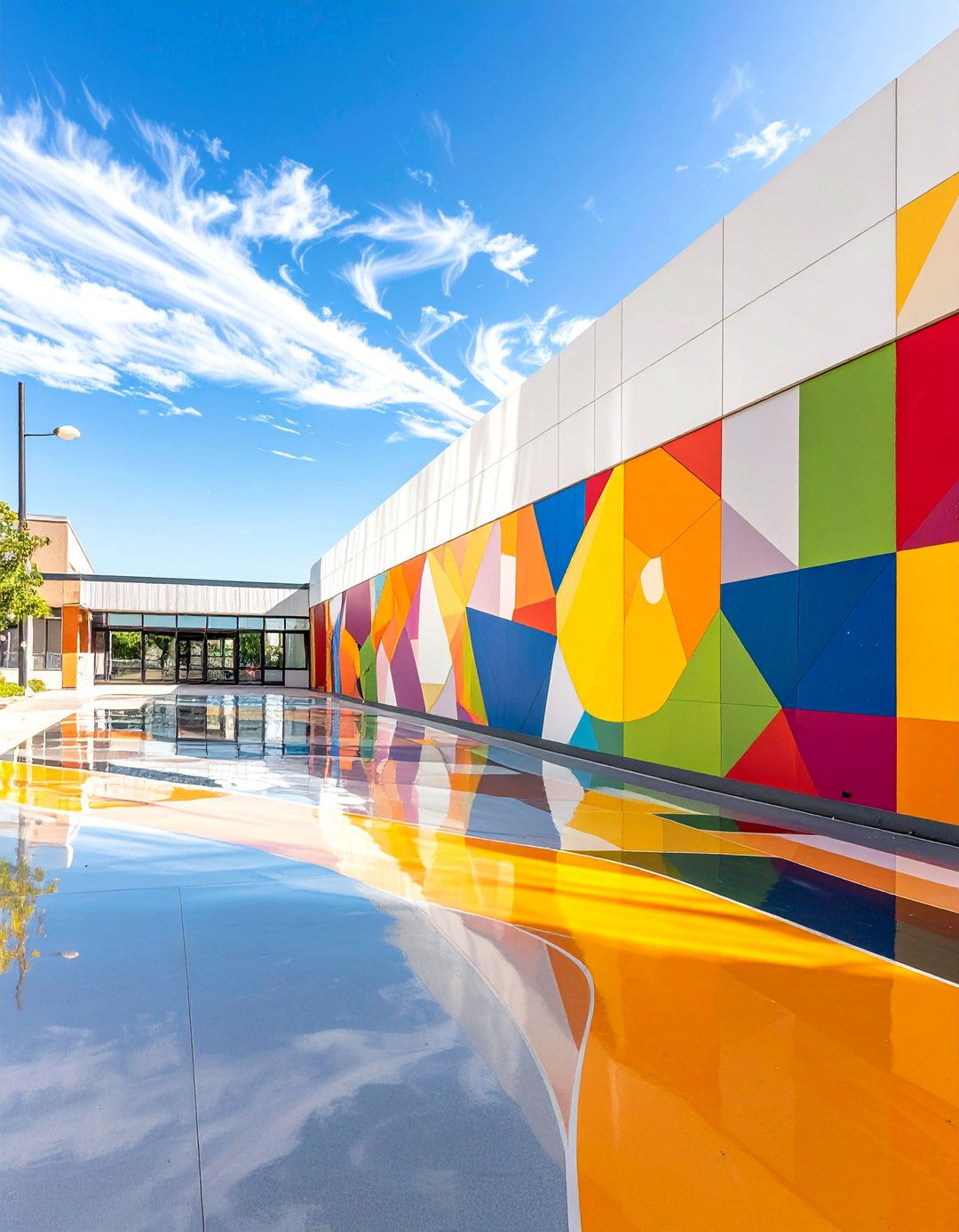 Geometric Shapes and Patterns School Mural - 30 Creative School Mural Ideas to Inspire Students