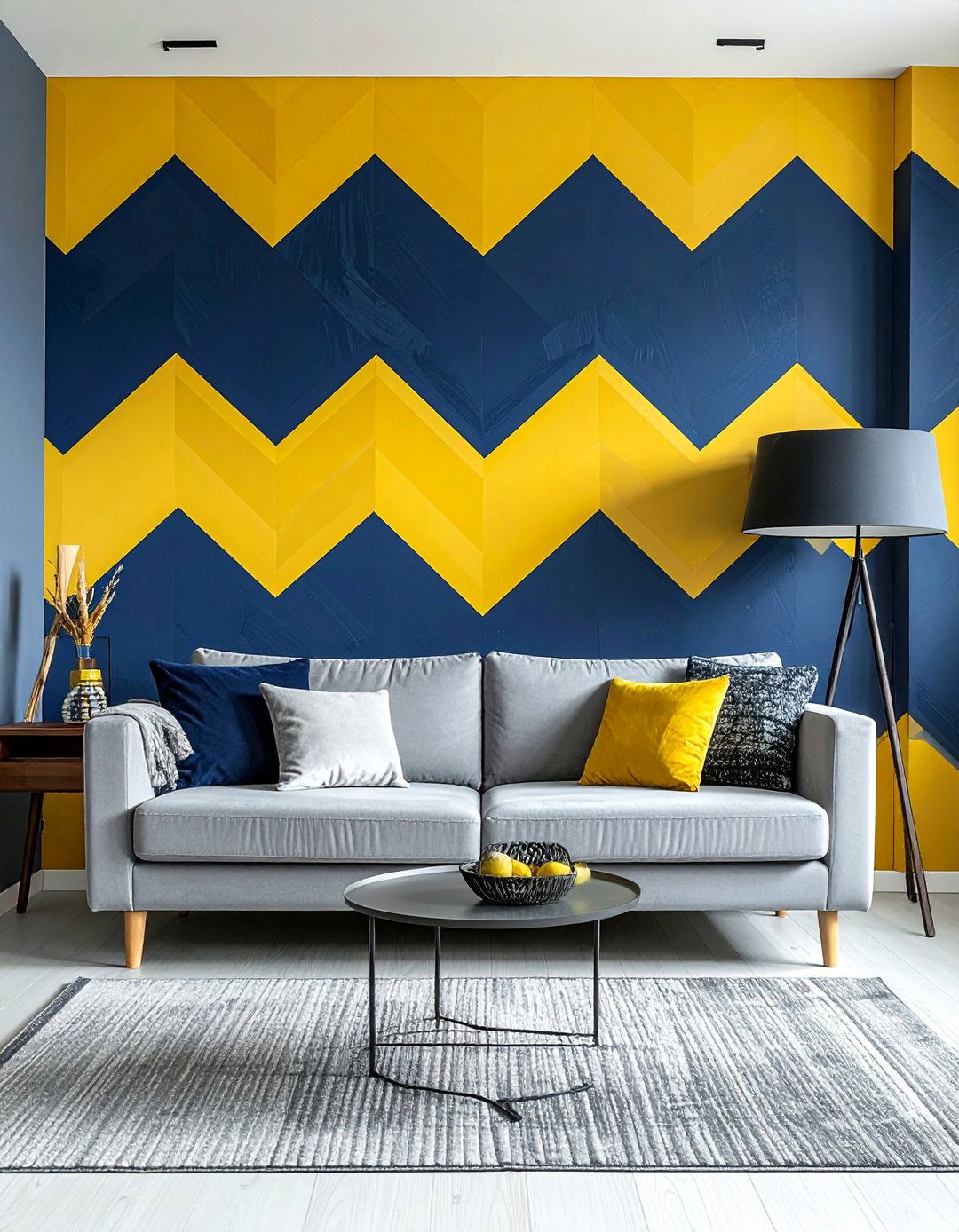 Geometric Yellow and Blue Wallpaper - 15 Yellow and Blue Living Room Ideas for Cheer