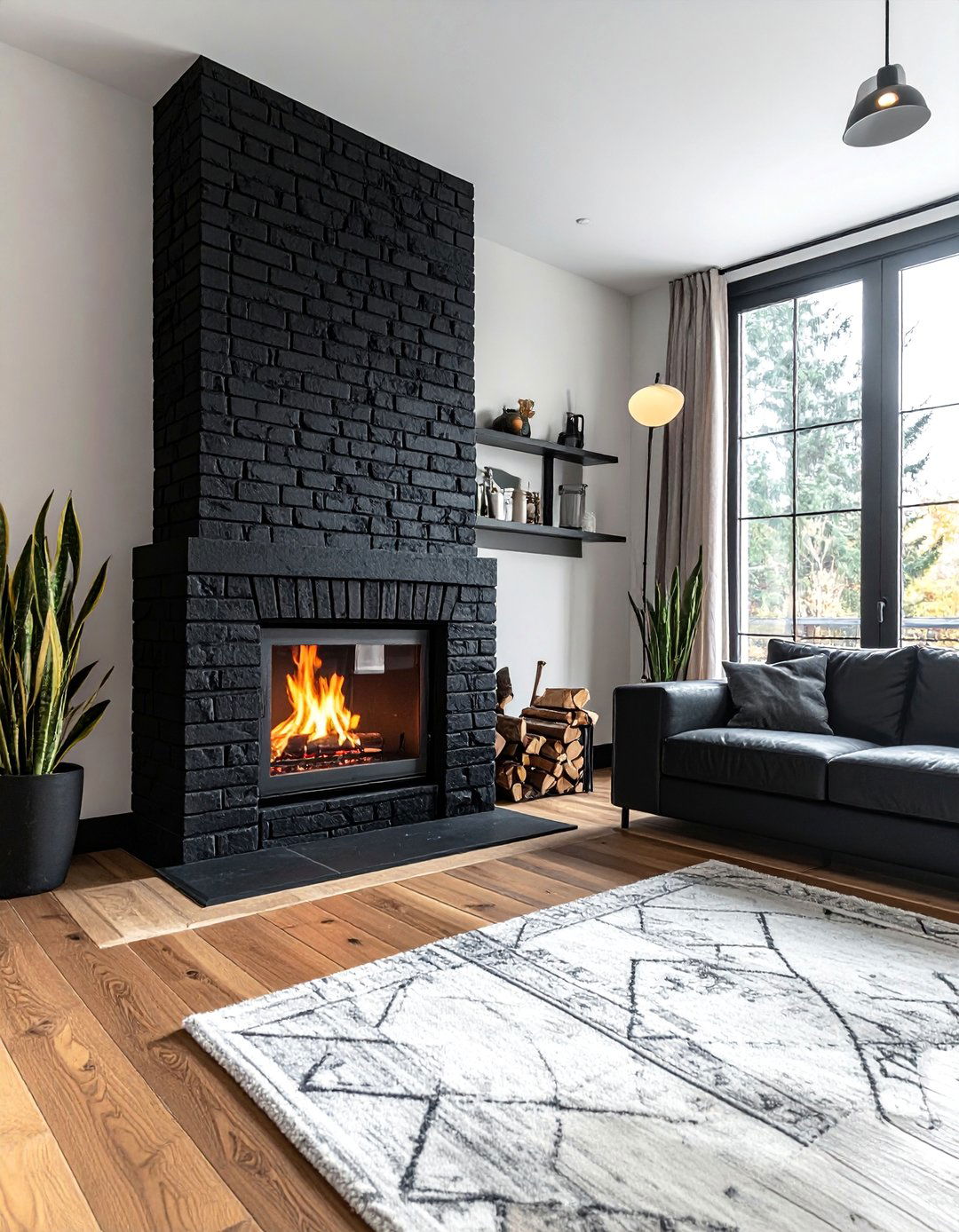 German Schmear Black Brick Fireplace - 30 Black Brick Fireplace Ideas to Elevate Your Space