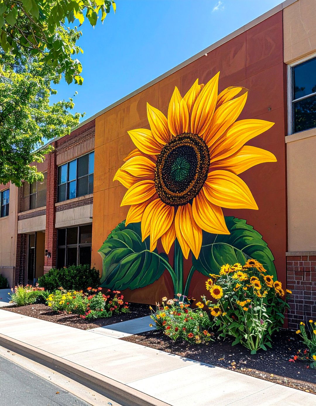 Giant Sunflower Flower Murals on Buildings - 20 Flower Murals on Buildings to Brighten Urban Landscapes