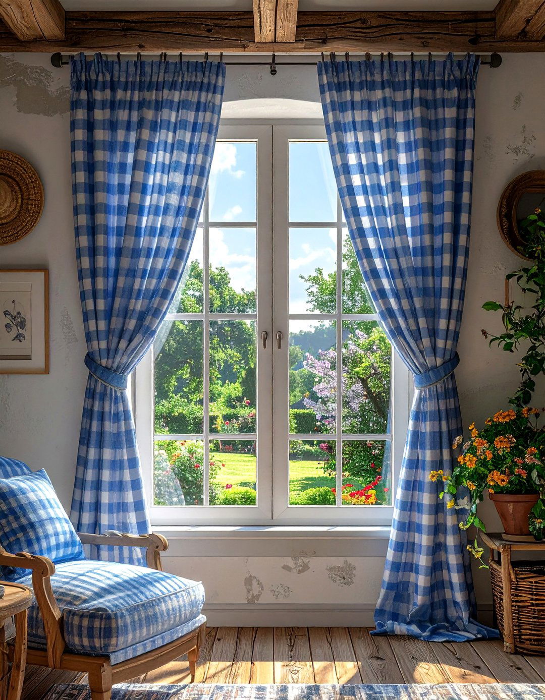 Gingham Curtains Cottage Living Room - 30 Cottage Living Room Ideas for a Cozy Retreat