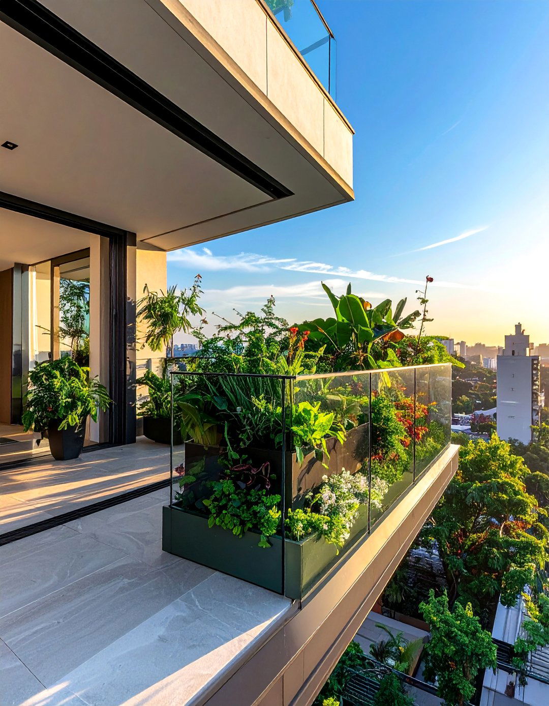 Glass Balcony Garden Integration - 25 Glass Balcony Design Ideas for a Modern and Open Feel